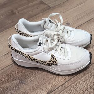 Nike Women's White Sneakers with Leopard Print